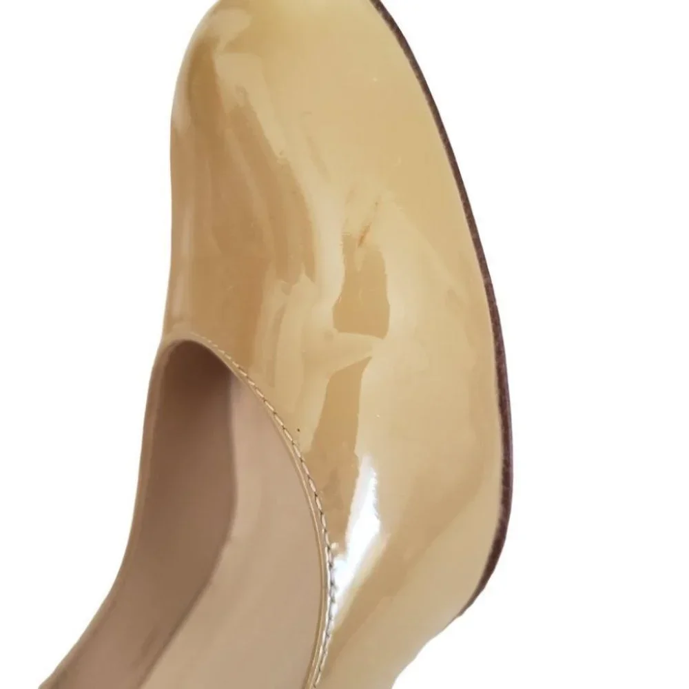 L.K. Bennett Stila beige patent leather round toe pumps sz 39 - Picture 9 of 12